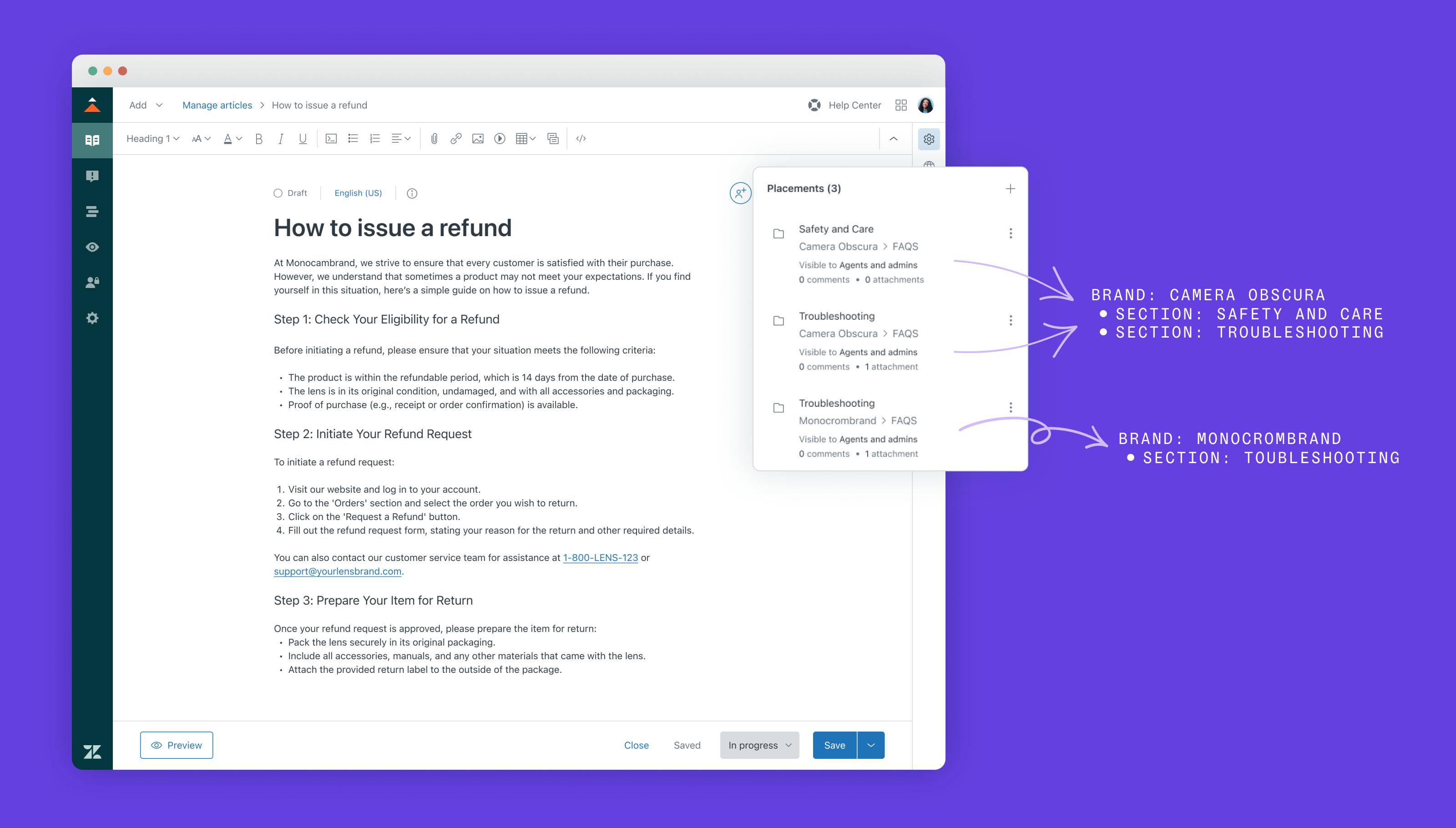 記事の複数配置を使用した複数セクションへの記事の配置 – Zendeskヘルプ